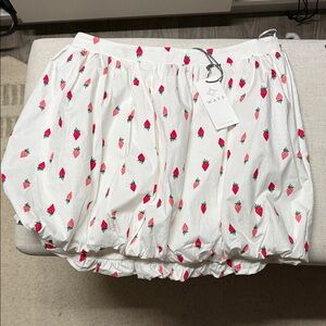 White bubble Skirt with Strawberry Print